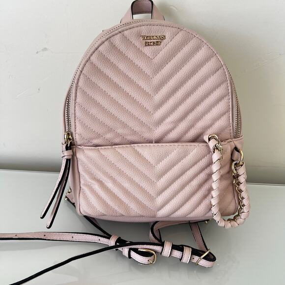Victoria's Secret V-Quilt City Mini Backpack Purse Adjustable Straps Pink - Picture 1 of 11